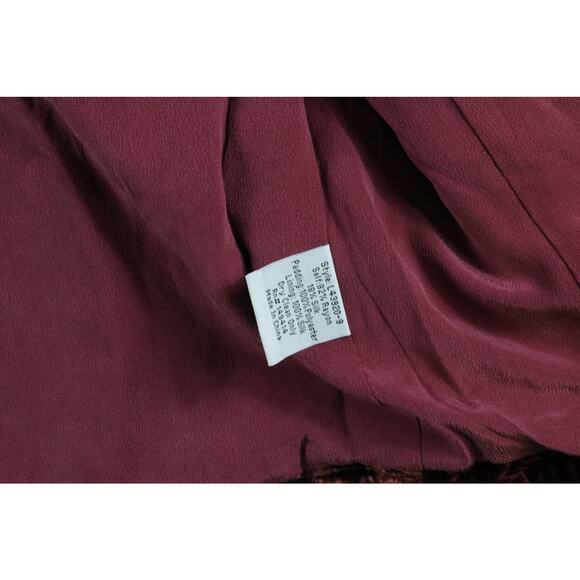 Johnny Was Jacket L Red Velvet Quilted Cooper Silk Blend Embroidered No Tassels - Picture 8 of 8